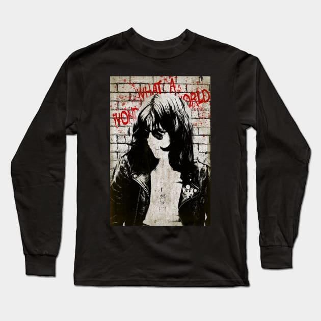 What a Wonderful World - Joey Ramone Fan Art Long Sleeve T-Shirt by Hat_ers